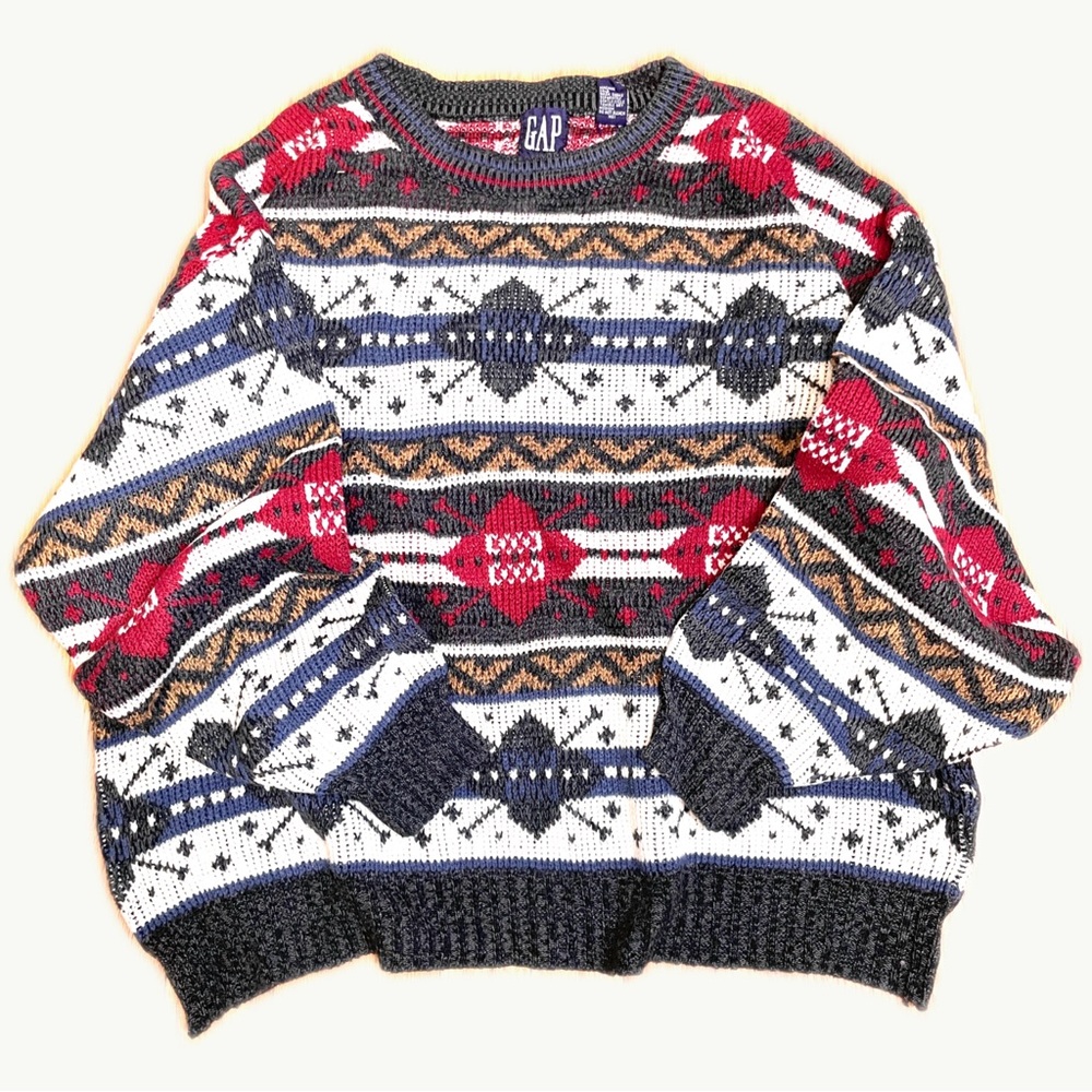 Vintage 90s GAP Fair Isle Knit Sweater Size L